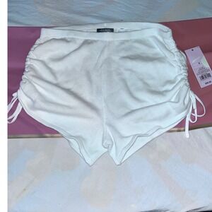 Wild Fable Off-White Knit Ruched Side Drawstring Shorts Womens Small